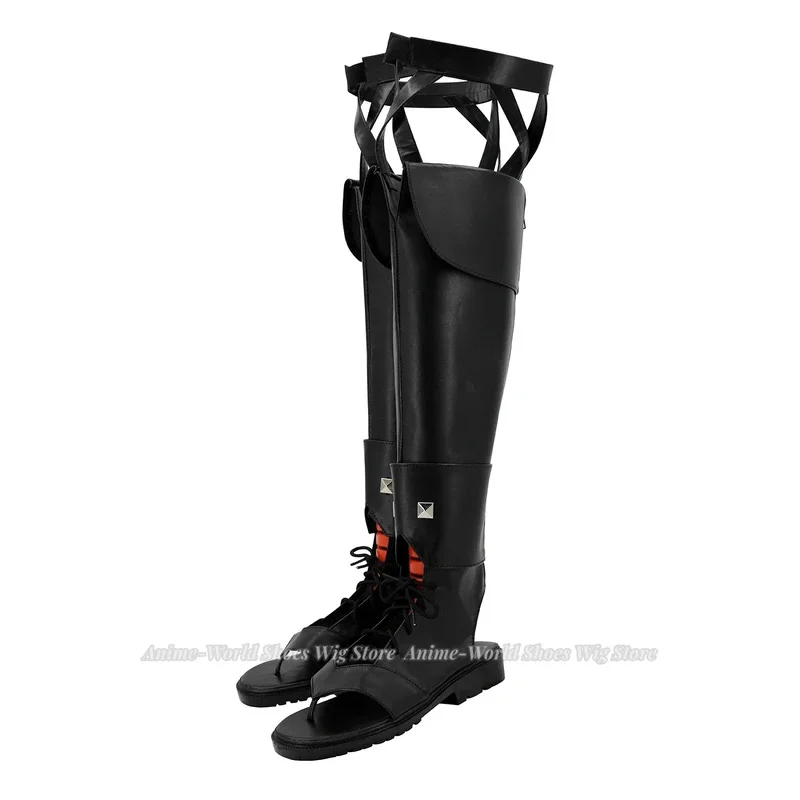 AAA 2025 فاينل فانتسي 14 FF14 راين كوسبلاي أحذية سوداء مخصصة من الجلد للجنسين