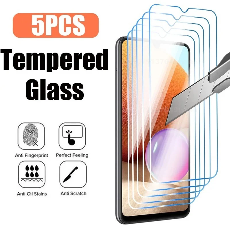 5PCS Tempered Glass For Samsung Galaxy A54 A34 A24 A13 A14 A04 A04S A04E Screen Protector A53 A33 A73 A23 A52 A52S 5G