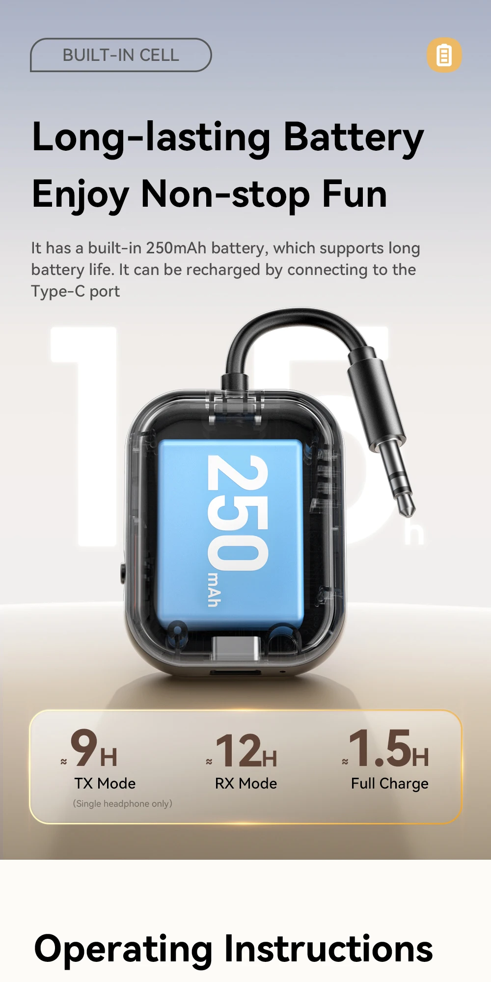 Essager Bluetooth 6.0 Sender Empfänger RT/TX 2-in-1-Adapter mit LED-Anzeige und Mikrofon für Autolautsprecher 3,5 mm AUX Bluetooth-Dongle – Detail 11