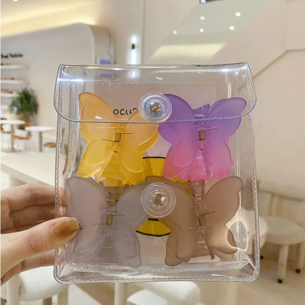 New Colorful Butterfly Hair Claw Clip Matte Gradient Hair Clip Hair Accessories Transparent Barrette Women