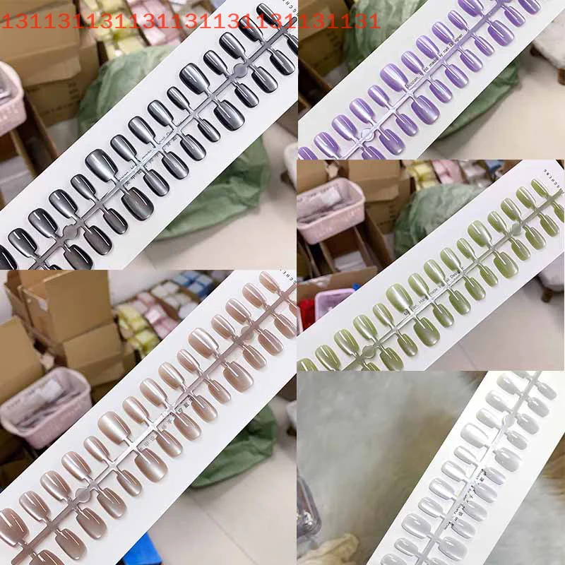 30 Uds. De uñas postizas de diferentes tamaños, decoración de ojos de gato, cobertura completa de puntas de uñas artísticas