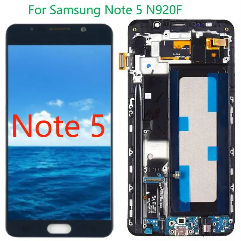 5.7  Original Super AMOLED For Samsung Galaxy Note 5 LCD Display Touch Screen Note 5 N920V N920T N920A N920F With Frame Display