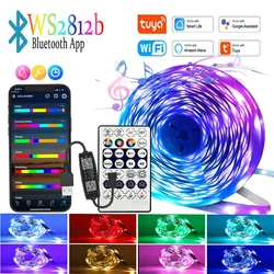 Tuya LED RGB Strip Light, Smart Wifi, Dream Color Ribbon Iluminação, Lâmpada Endereçável, Suporte Alexa Google, USB, WS2812B, 5V