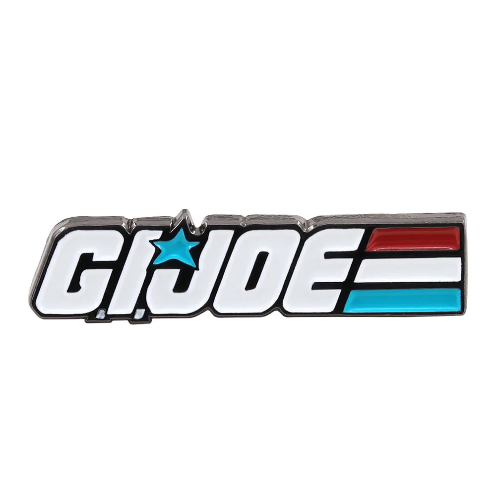 Klassische GI JOE Special Forces Buchstaben-Brosche, Retro-Themen-Anime-Accessoire, Abzeichen, rot-weiß-blau gestreifter Metall-Anstecker zur Dekoration – Detail 1