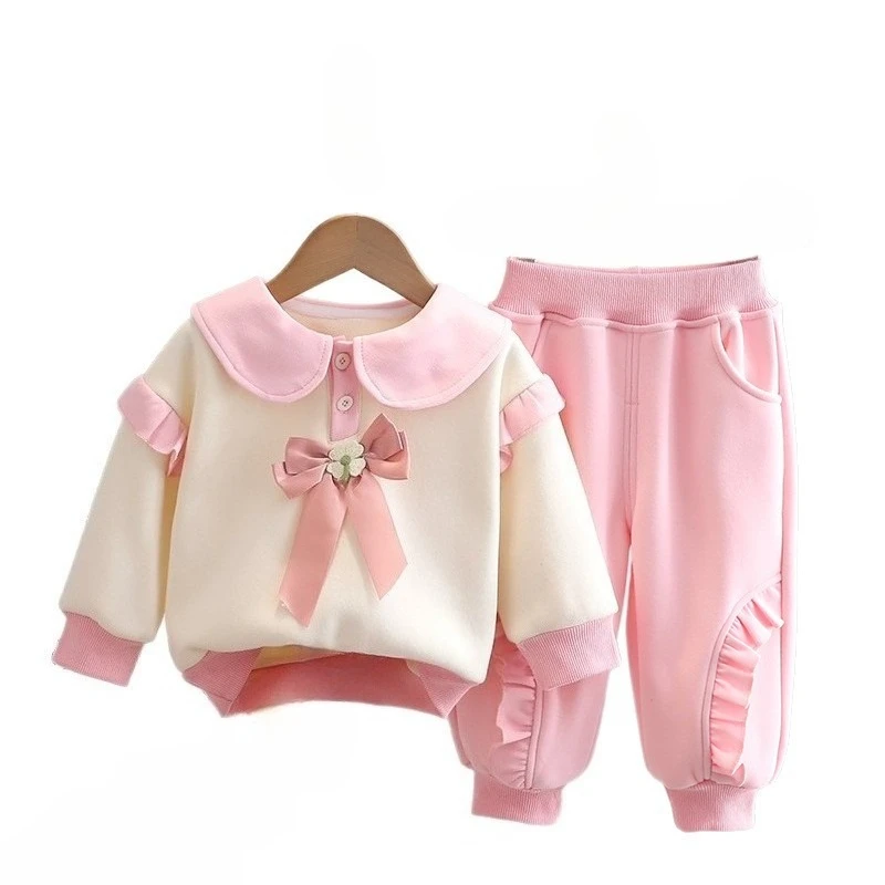 

New Autumn Winter Baby Clothes Suit Children Girls Fashion Thick Warm T-Shirt Pants 2Pcs/Set Kids Clothing Set Infant Tracksuits