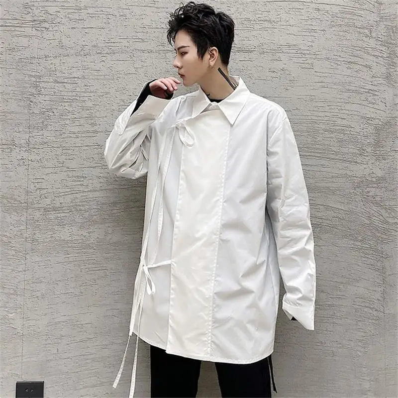 

Men's Long-Sleeved Shirt Spring And Autumn New Solid Color Japanese Fashion Sunshine Casual Loose Large Size Shirt