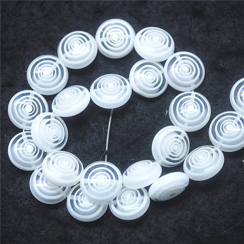 34PCS New Glass Beads 12MM Coin Shape Circel Designs For Women Bracelets Making 3 Colors Available Top Fashion Jewelry