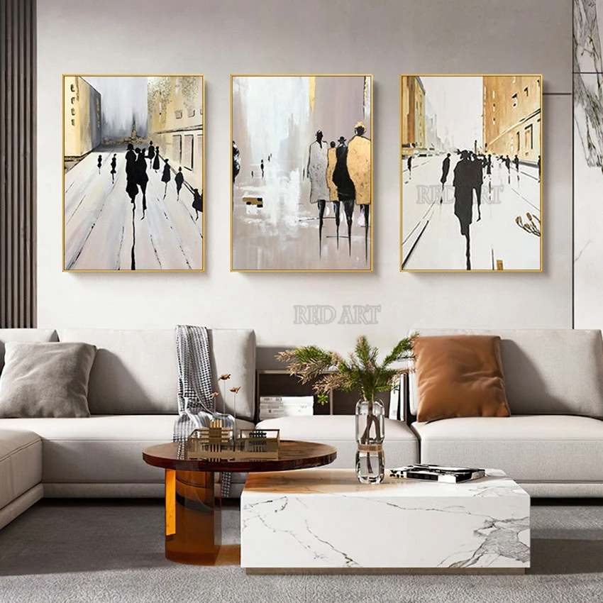 

3PCS Modern Artwork Home Decoration Abstract Art Cheap Unframed Oil Painting Real Hand-painted Canvas Wall Decor Art Picture