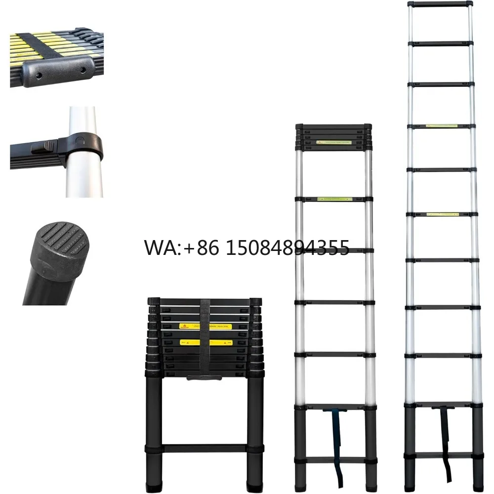 Deliladder Modern Telescopic Ladder DLT 3.2m Aluminum Folding & Extendable Working Height Max 4.1m EN131 Standard Home Use