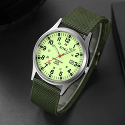 Fashion Mens Watches Luminous Hands Clock Luxury Military Sports Calendar Quartz Wristwatch Men Casual Nylon Watch Reloj Hombre