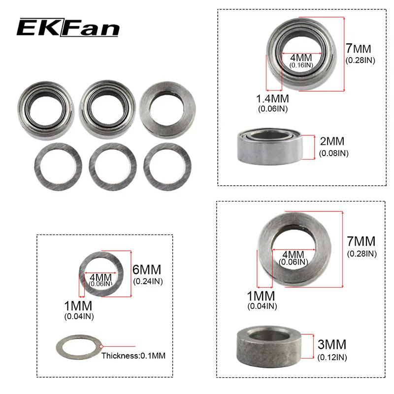 EKFan 1 set Fishing Handle Knob Tool for Stainless Steel Axle Bearing Washers Gasket Screw Assembling Fishing Knob Tools parts