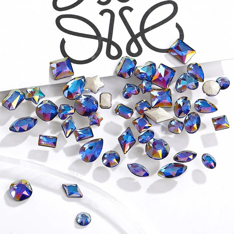 Mixed Size Glitter Glass Rhinestone Flatback Crystals for Nails Decoration Small Size Stones For Nail Design Jewelery Crystals