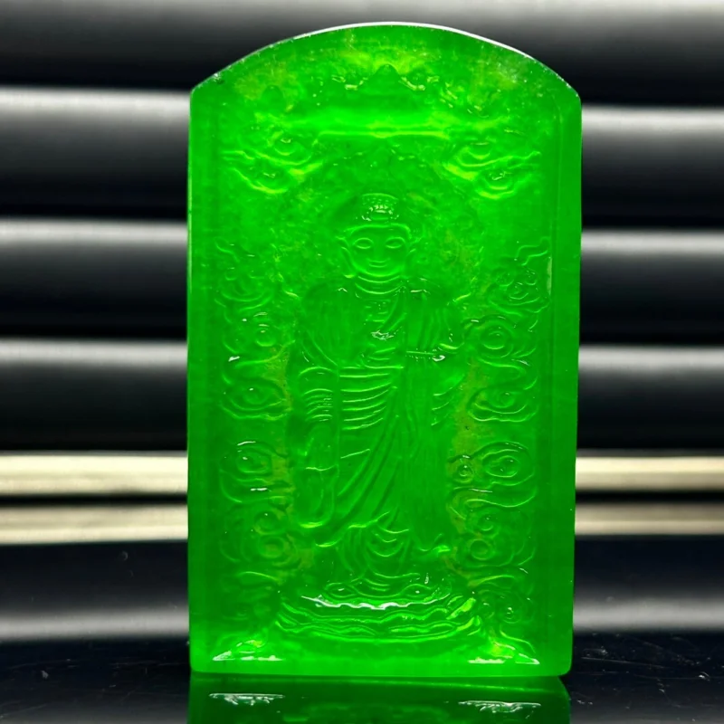 

Certified Natural Ice Green jade Jadeite amulet Pendant&NecklacesAmitabha