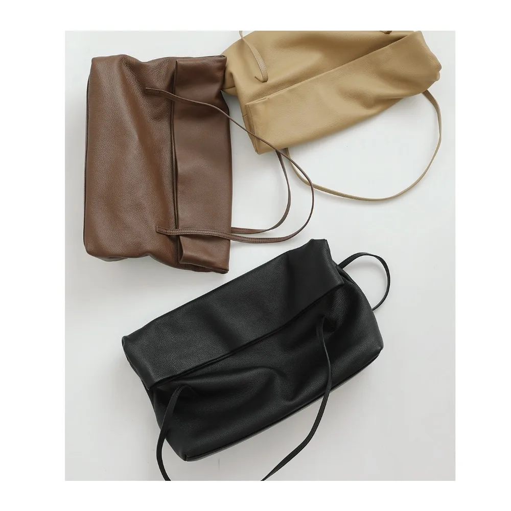 2026 Premium Slack Goatskin Soft Bag Flip Tote Bag Portable Shoulder Bag Texture Unique Premium Casual Fashion Simple Women's