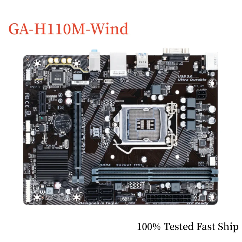 

For Gigabyte GA-H110M-Wind Motherboard H110 32GB LGA 1151 DDR4 Micro ATX Mainboard 100% Tested Fast Ship