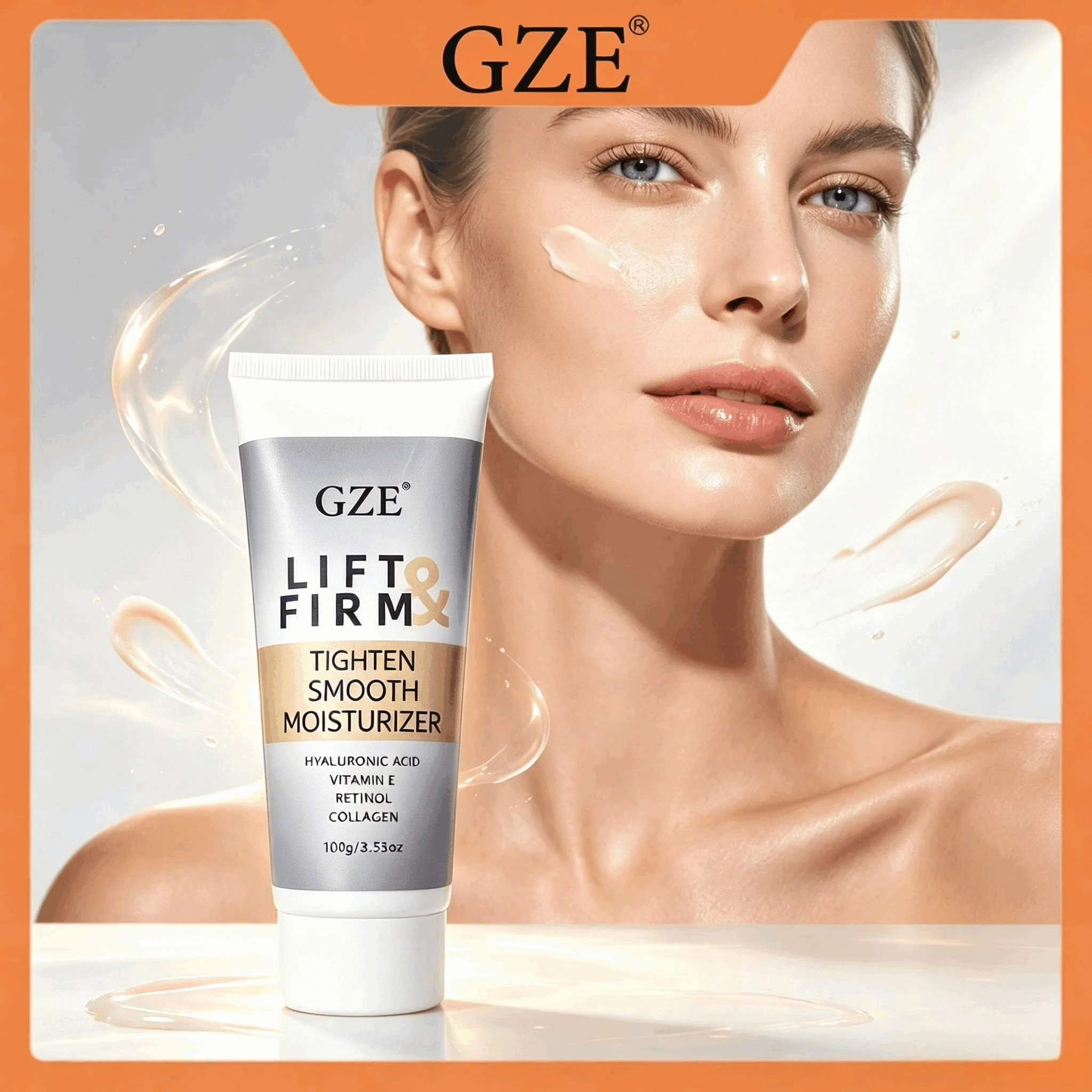 GZE Lift & Firm Tighten Smooth Moisturizer, Retinol Collagen Vitamin E Facial Cream, Improve Loose Skin & Smooth Dry Fine Lines