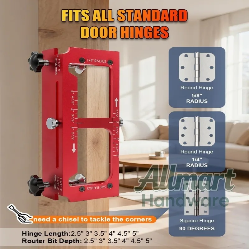 Door Hinge Jig & Lock Installation Kit, Aluminum Alloy Router Template, Woodworking Installation Positioning Tool Set