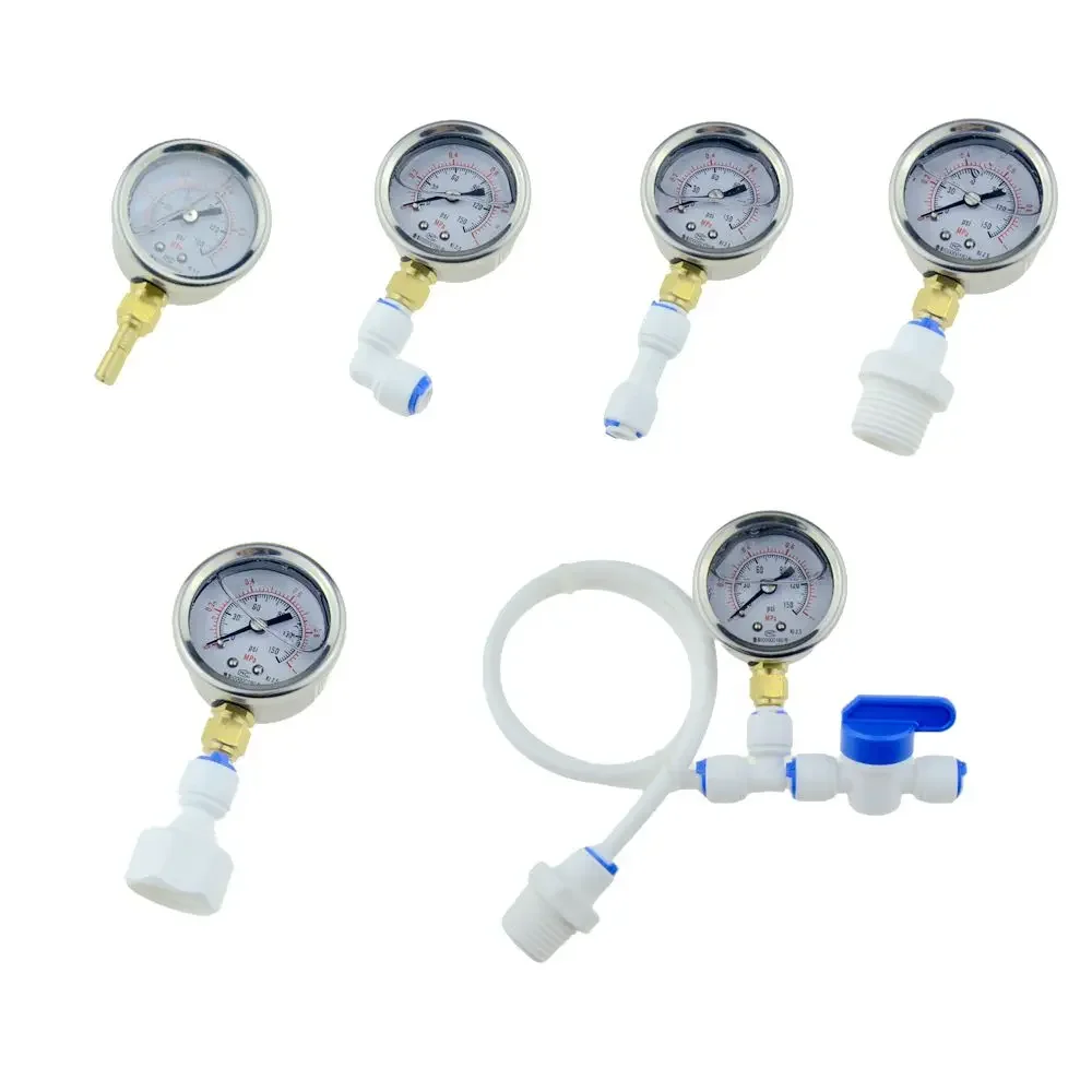 0-1MPa 150PSI RO Water Pressure Gauge Household Tap Water Purifier Test Pressure Relief Gage Regulator 1/4 Pipe Hose 1/2 Thread