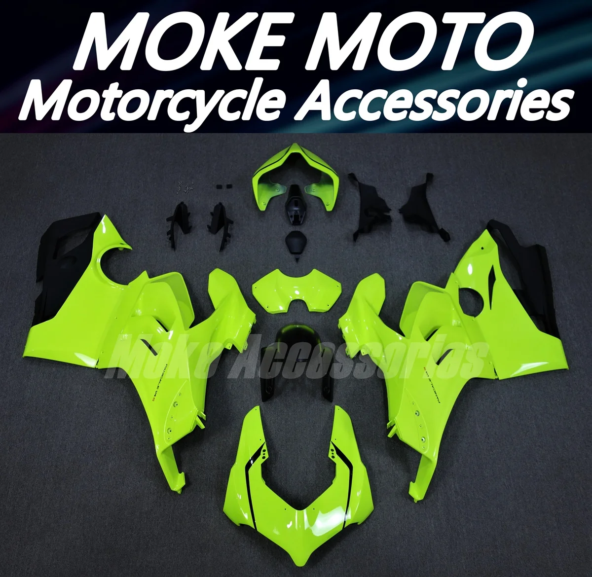 

Moke moto Fairings Kit Fit For Panigale v4s v4r 2020 2021 Bodywork Set Abs High Quality Injection Fluorescence Neon Black New