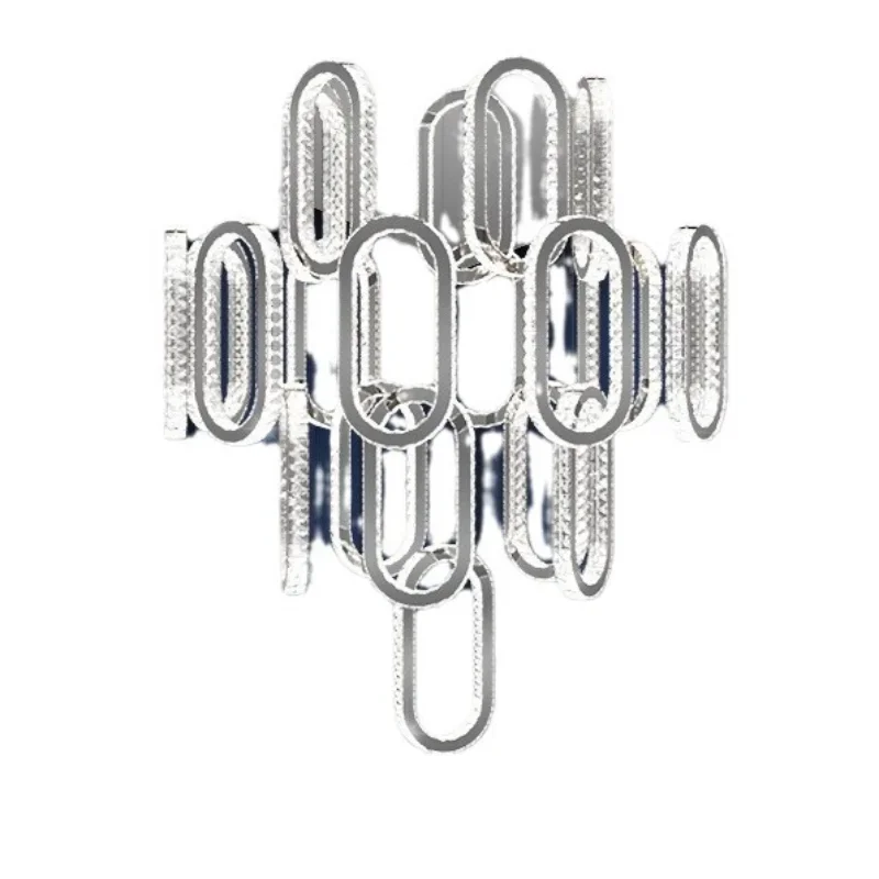 

Villa light luxury stainless steel crystal lof living room spiral staircase chandelier