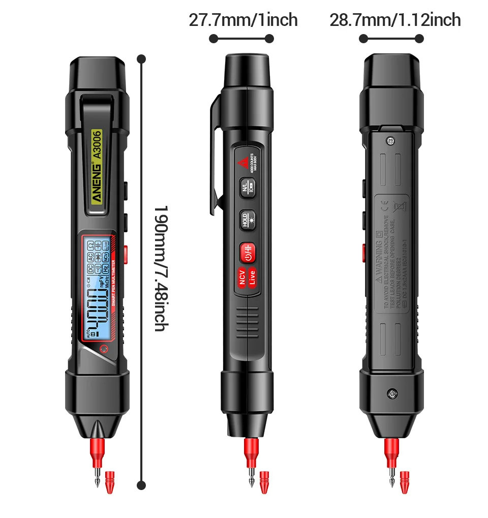ANENG A3006 Multimeter Testpen AC/DC Spannung Kapazität Widerstand 4000 Zähler Multimeter NCV Induktiver Strom DIY Tester – Detail 11