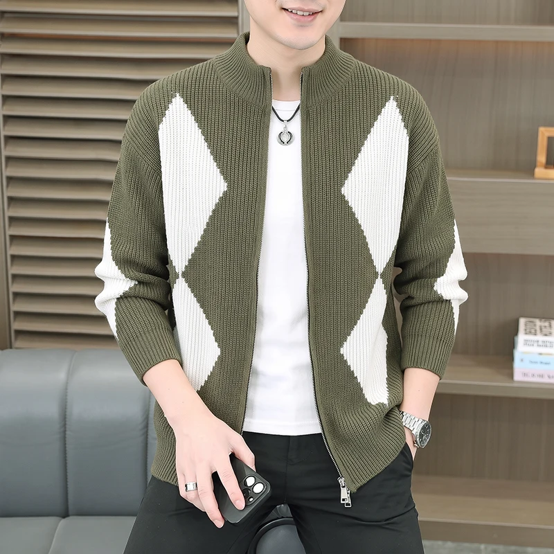 2026 Autumn/Winter New Style Men's High-Quality Thick Korean-Style Zippered Cardigan Knitted Sweater