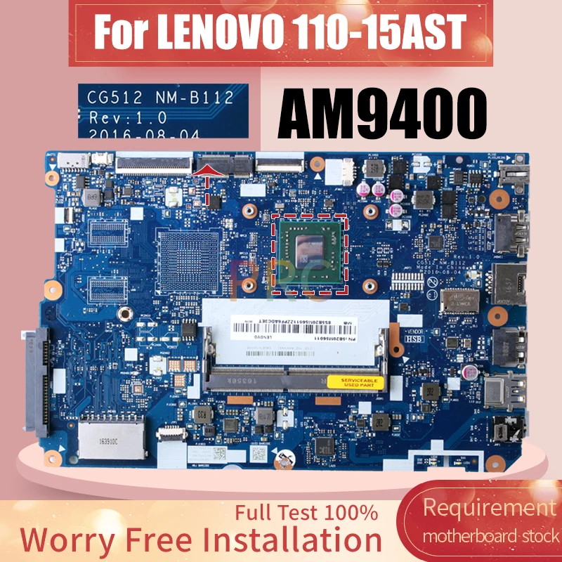 For LENOVO IdeaPad 110-15AST Laptop Motherboard NM-B112 AM9400 A4-9400 CPU DDR4 5B20M56011 Notebook Mainboard