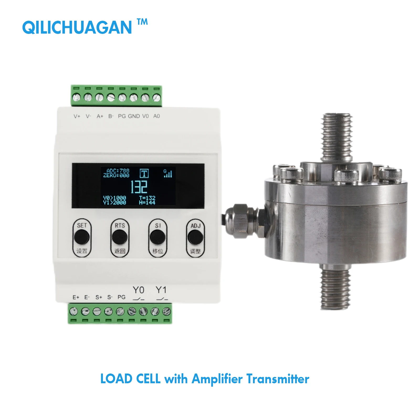 Load Cell + Transmitter Amplifier With Display,Test Compression Force Weight Pressure Sensor Range 50kg-2000kg