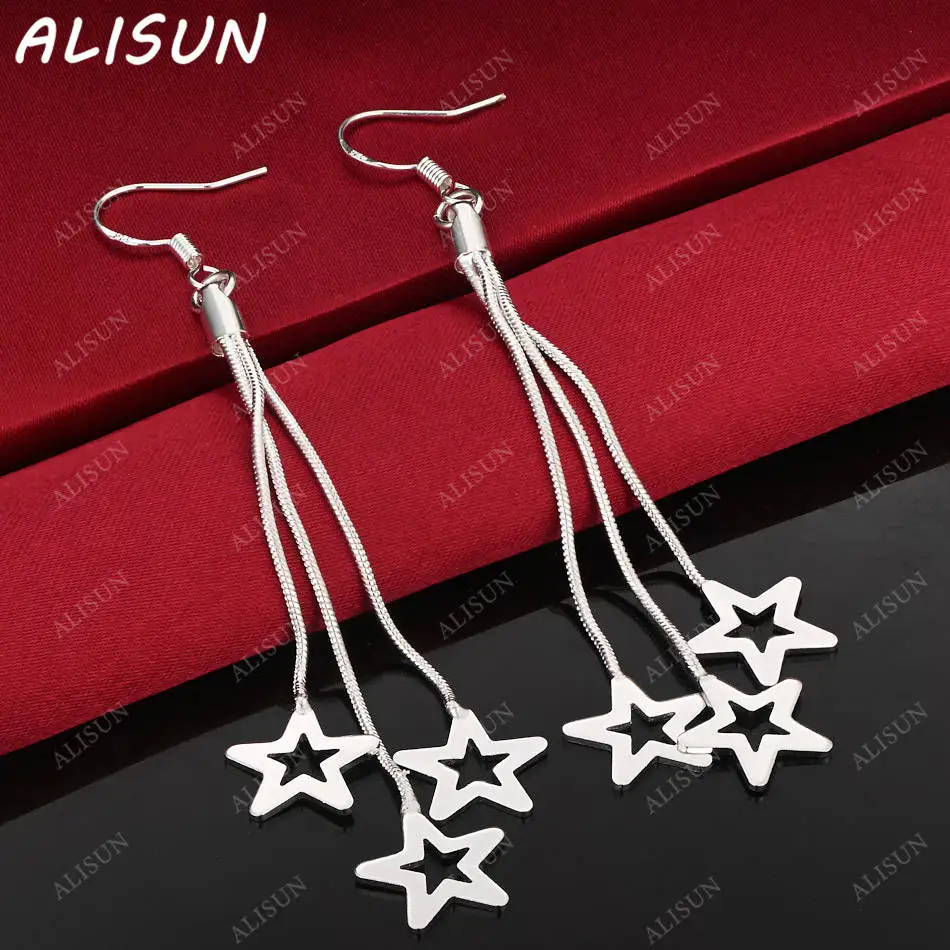 

ALISUN 925 Sterling Silver Star Tassels Earrings Drop Earrings Creativity Gifts Street All-match Party And Daily Wear