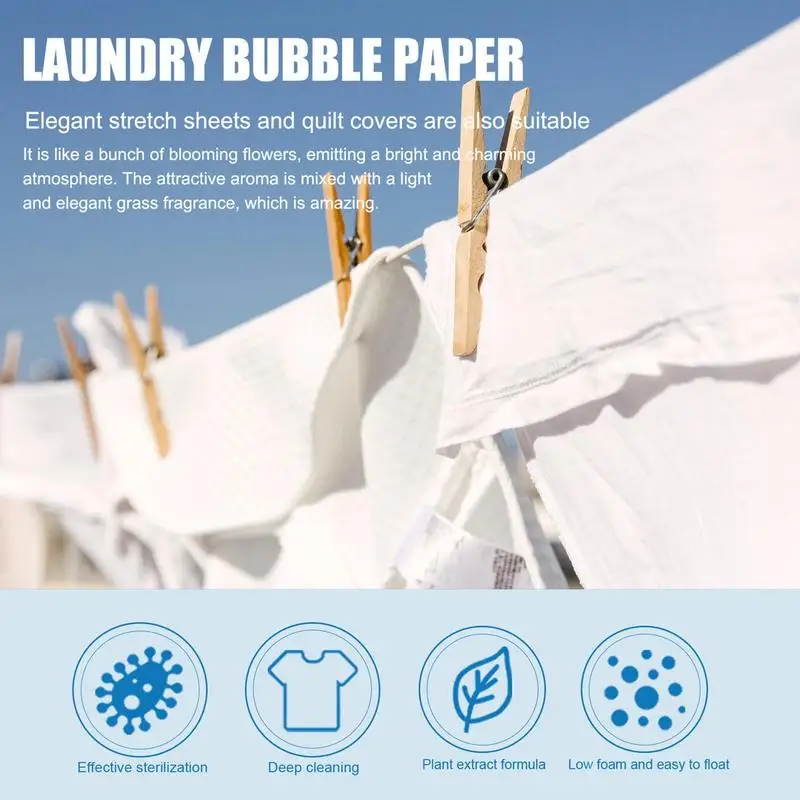 Laundry Sheets Detergent Natural Fresh Scent Washer Sheet Cloth Washing Sheets Laundry Strips For Camping Dorms Hotel Home