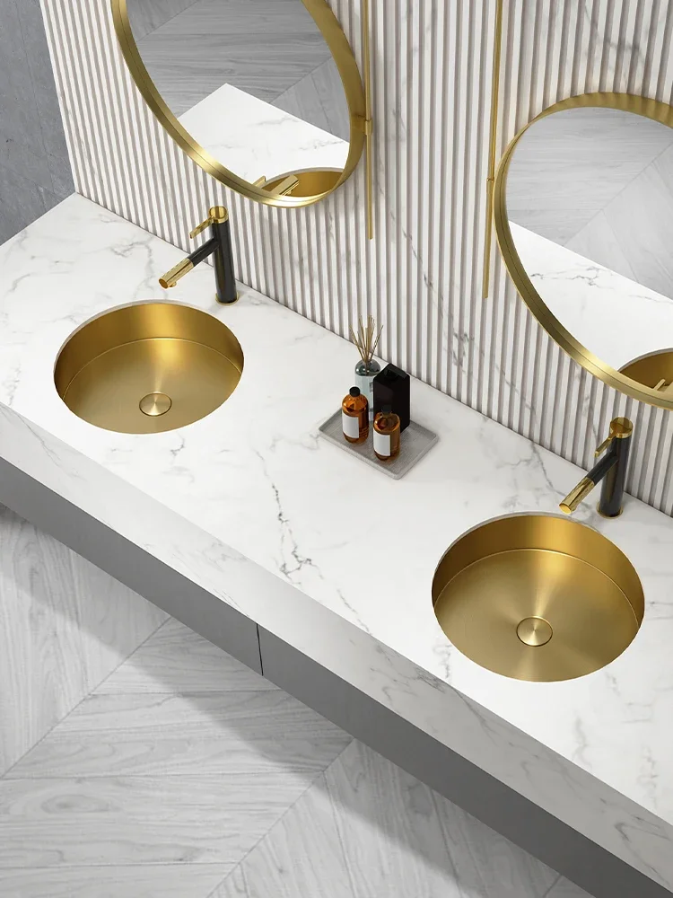 Gold 304 stainless steel undercounter washbasin built-in household undercounter wash basin toilet