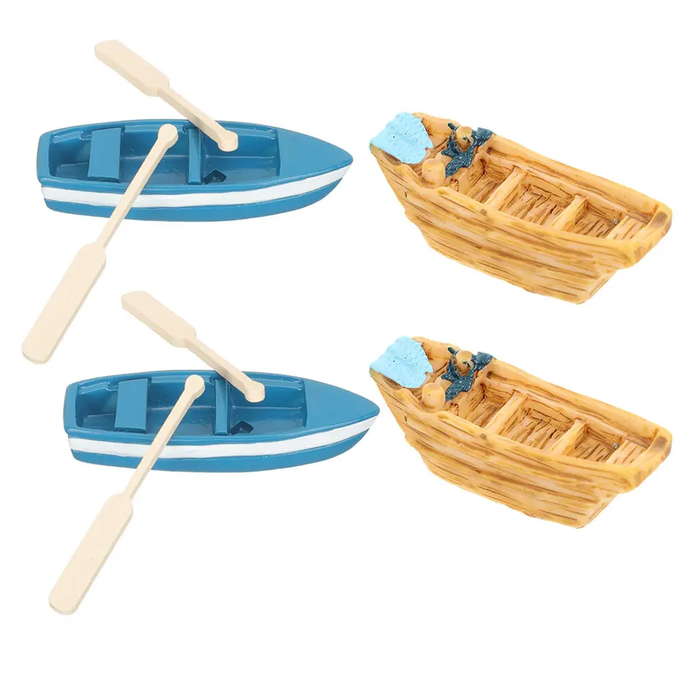 1Set Adorable Mini Beach Boats Resin Landscape Decorations for Dollhouse Sand Table Desktop Garden Beach Theme Ornaments view 2