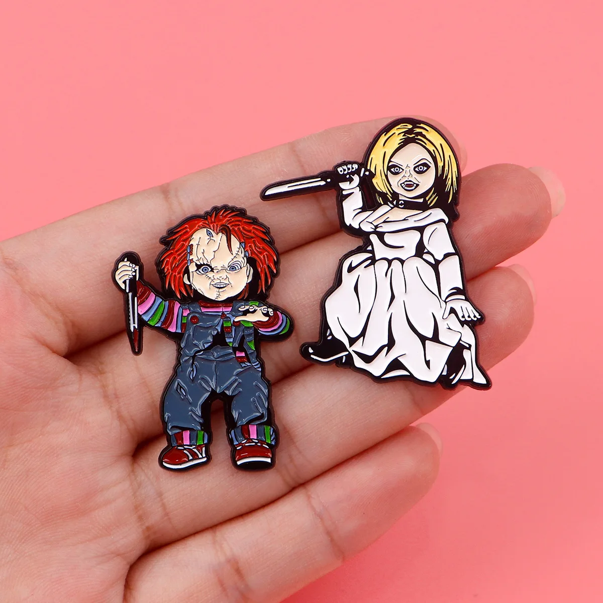 3Pcs/Set Horror Movie Cartoon Character Enamel Brooch Funny Metal Badge Lapel Pin Cosplay Jewelry Accessories Gift For Friends