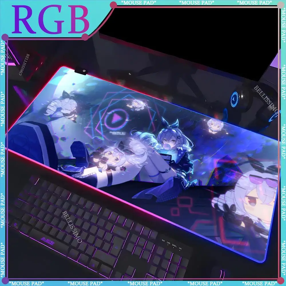 RGB S_Silver Wolf Anime Girl XXL MousePad H_Honkai Star Rail LED Game Accessories Game Keyboard Pad Desk mat Luminous Mouse Pad