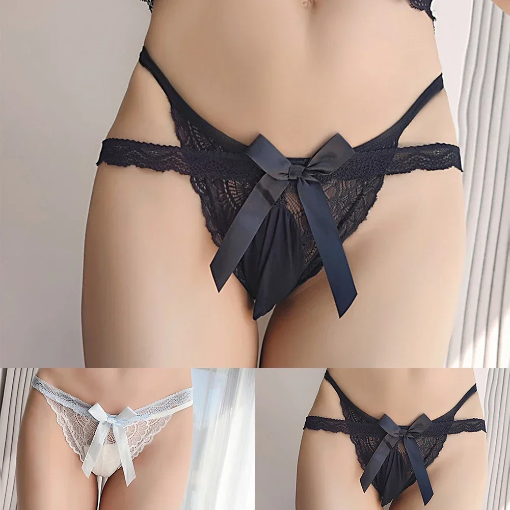 Men Sexy Briefs Sissy Pouch Panties Thongs Underpants Lace Lingerie Ultra-Thin Lace Underwear See-Through Erotic Hombre