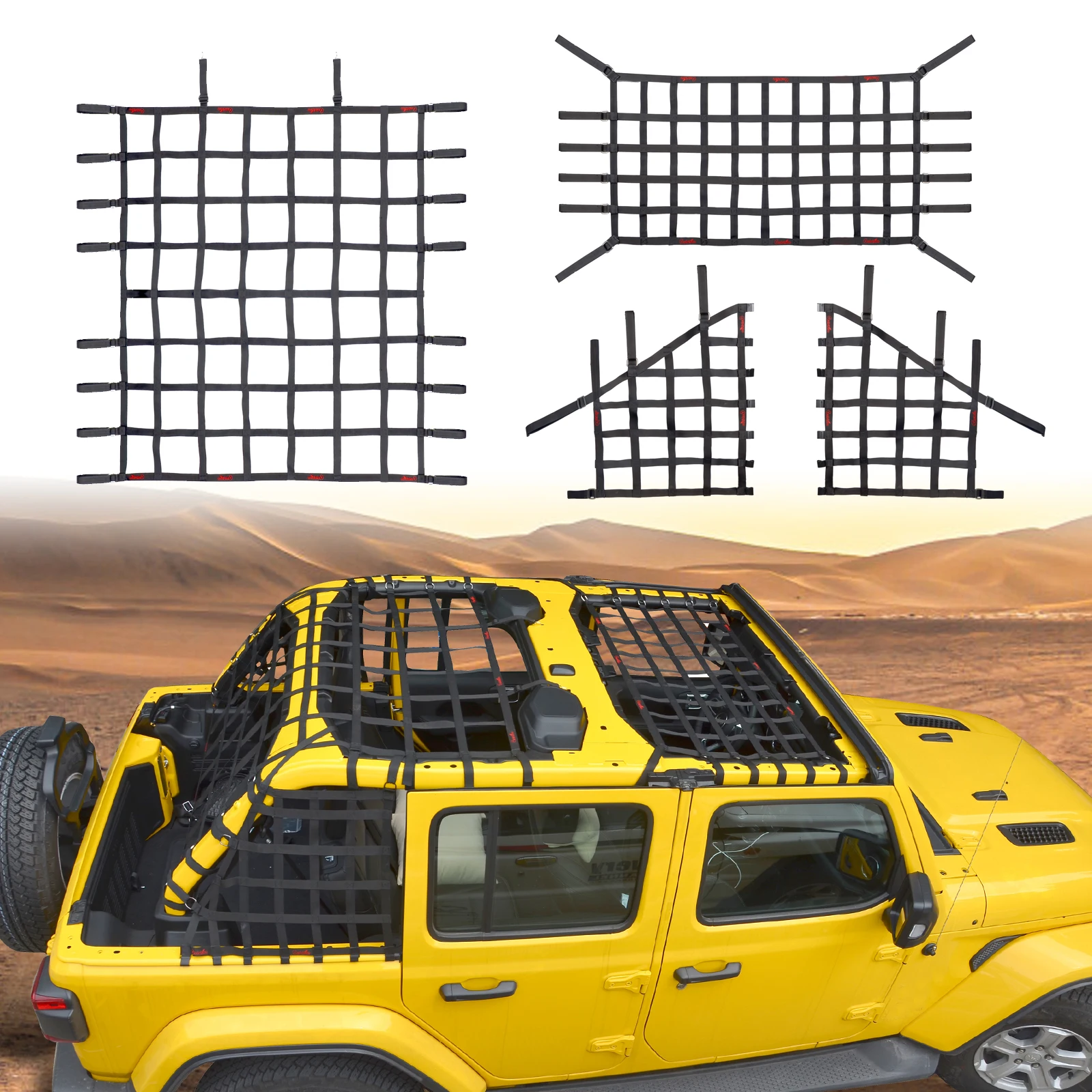 

1 Set Roof Top Cargo Restraint System Net Trunk Net for Jeep Wrangler 2018-2021 JL JLU 4 Door Unlimited Rubicon Sahara X Sport