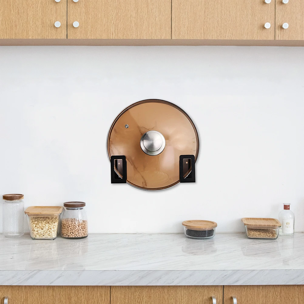 

2pcs Wall Mounted Pot Lid Rack Stainless Steel Kitchen Storage Holder for Tile Glass Wall No Punching NeededKitchen