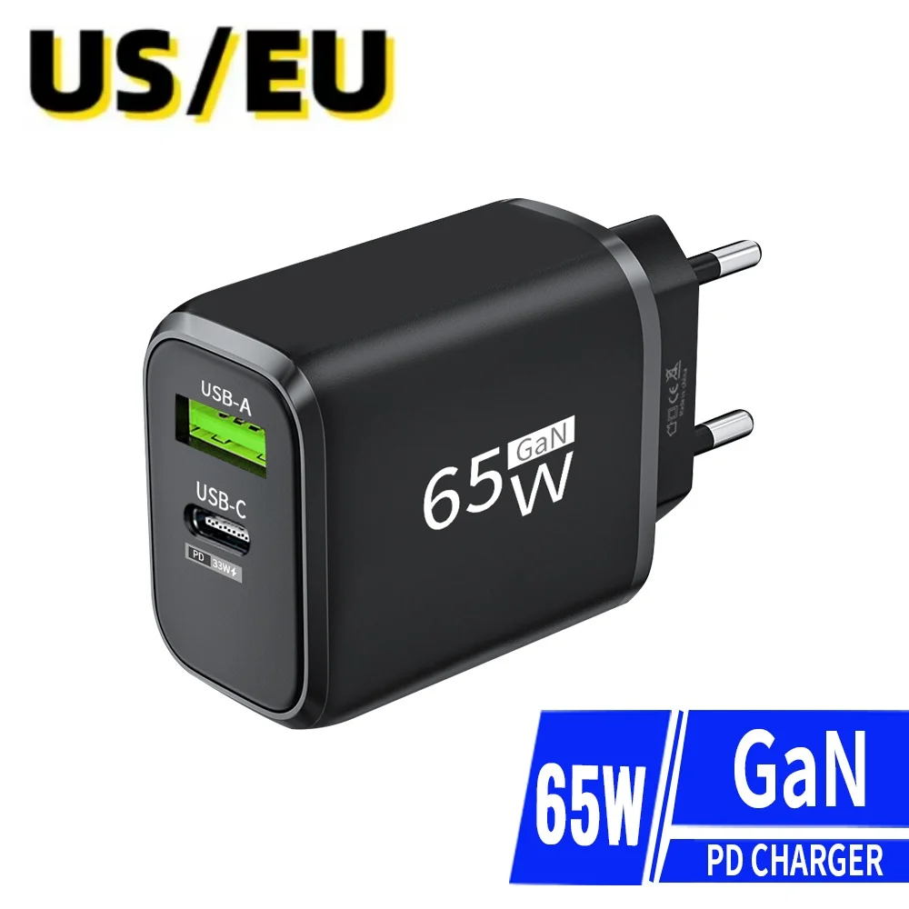 65W GaN Type C Quick Charge 3.0 Phone Charger USB Fast Charging Travel Charger For iPhone 14 Pro Max Xiaomi Oneplus Wall Adapter