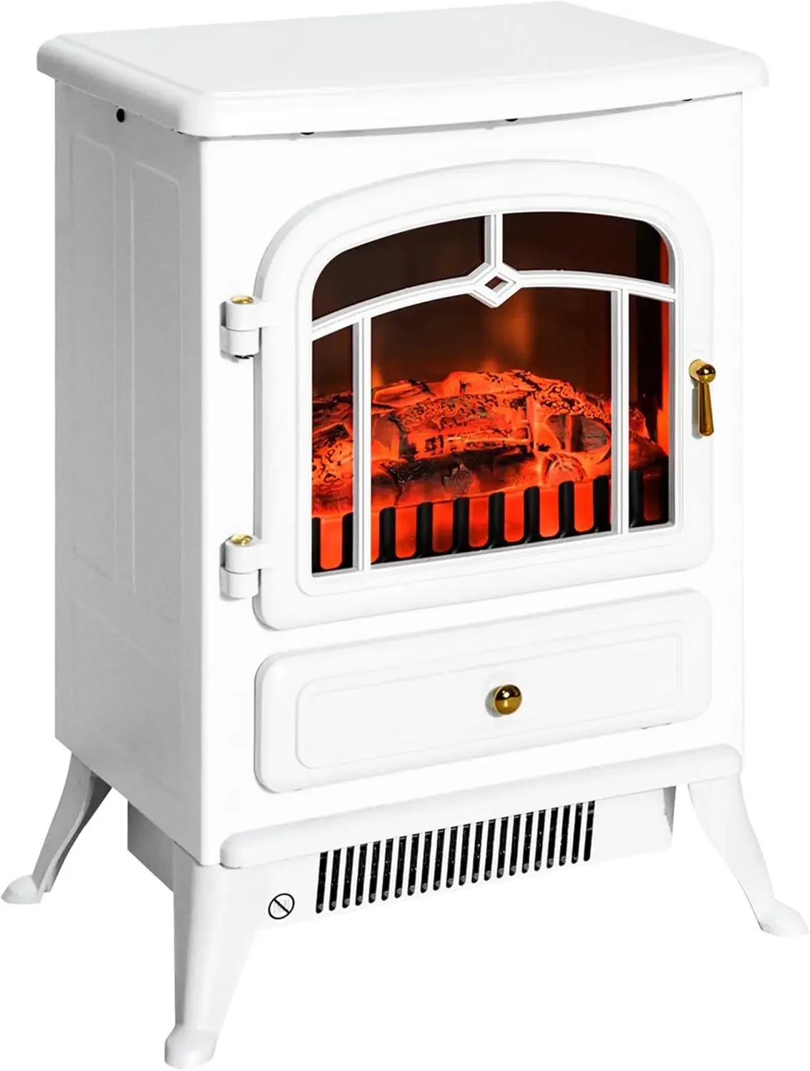 22" Electric Fireplace Heater, Freestanding Fire Place Stove with Realistic LED Flames and Logs, and Overheating Protection