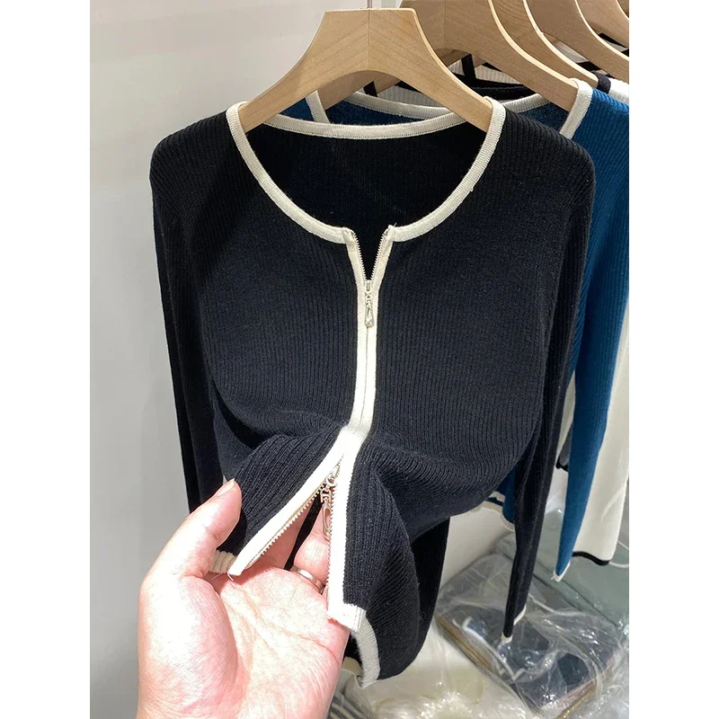 محبوك سترة المرأة بالأزرار جديد طويل الأكمام س الرقبة الأبيض متماسكة سترة سترة المرأة بلايز تريكو Sueters De Mujer