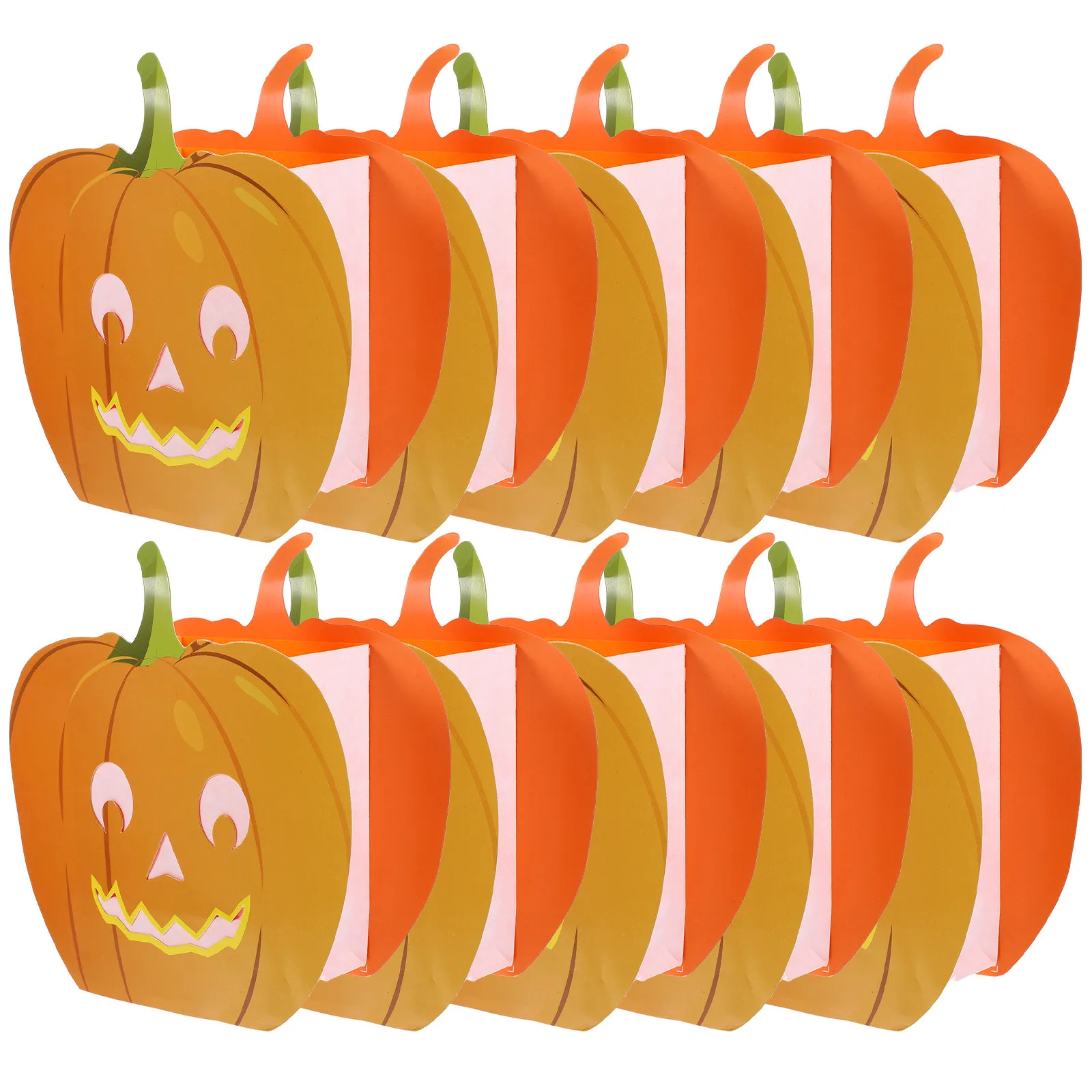 10Pcs Pumpkin Bags Hollow Out Design Flame Resistant Paper Luminary Bags for LED Tea Lights Wedding Party Home Decor