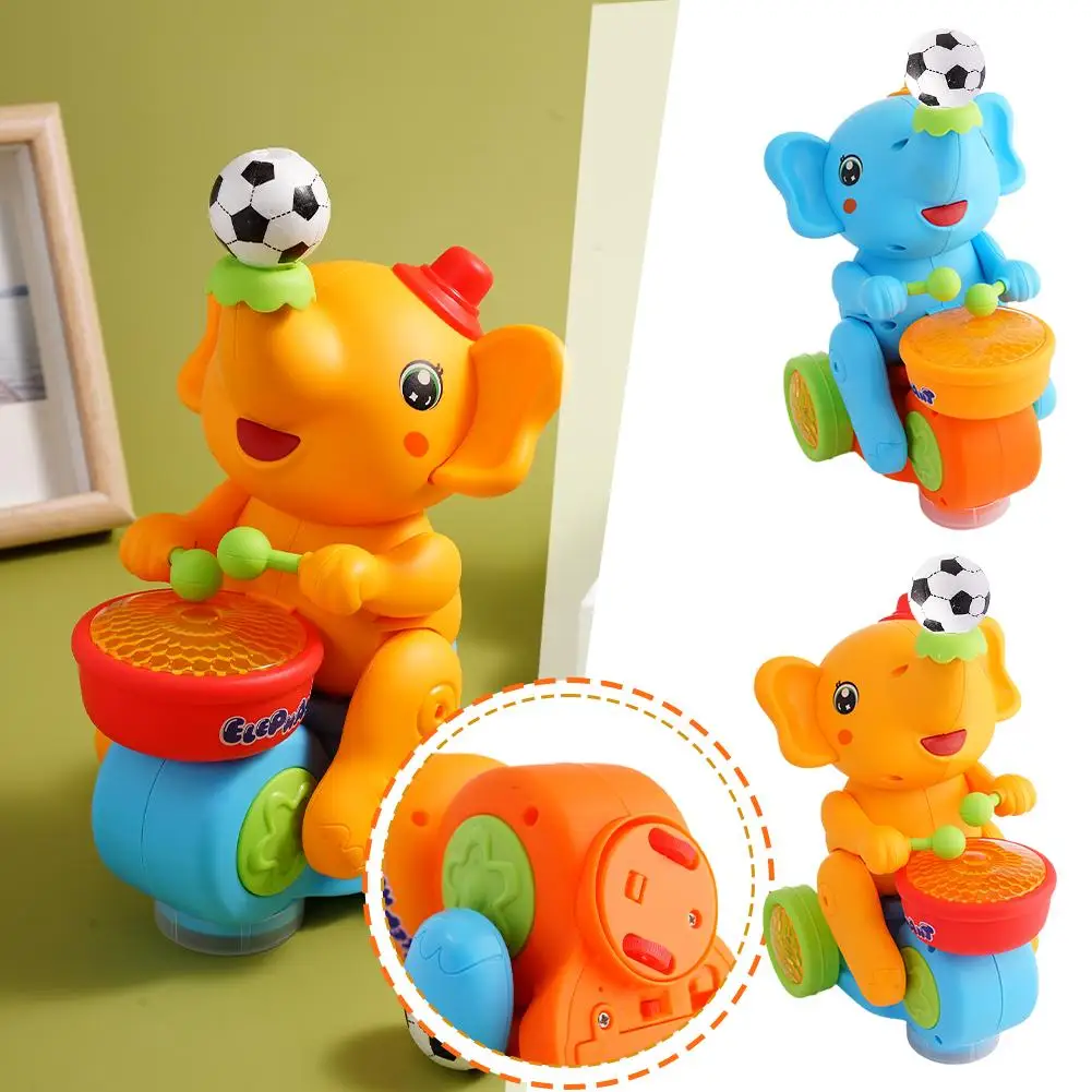 لعبة الطبول الفيل ، لعبة الطبول الخفيفة للموسيقى سيارة الفيل الوالدين ألعاب تفاعلية لطيفة لعبة سيارة صغيرة للأطفال O1A0