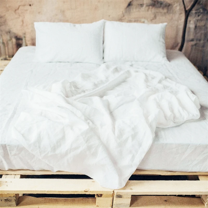 

French Linen Flat Sheet 100% Stone Washed Flax Bedding Solid Color Ultra Soft & Breathable Flat Top Sheet-1 Piece Bed Flat Sheet