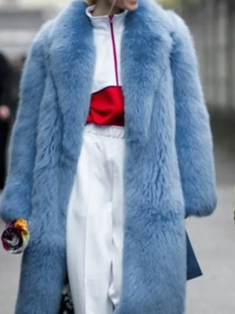 Street Fashion Jacket European Style Lapel Loose Cardigan All Match Thick Warm Faux Fur Jacket Women Autumn Winter 2025 New