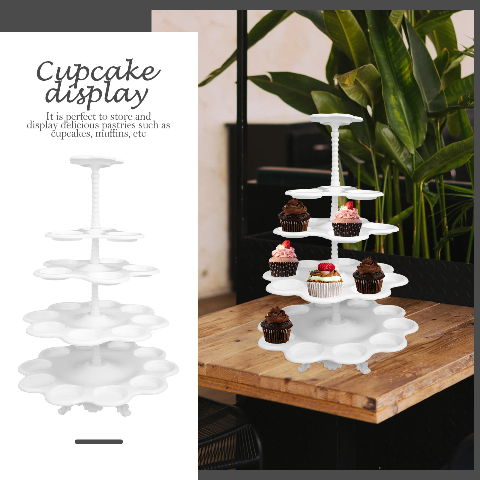 

Многоярусная подставка для кексов и тортов (5 ярусов) для вечеринок, свадеб, десертных столов, многоразовая, пластиковая