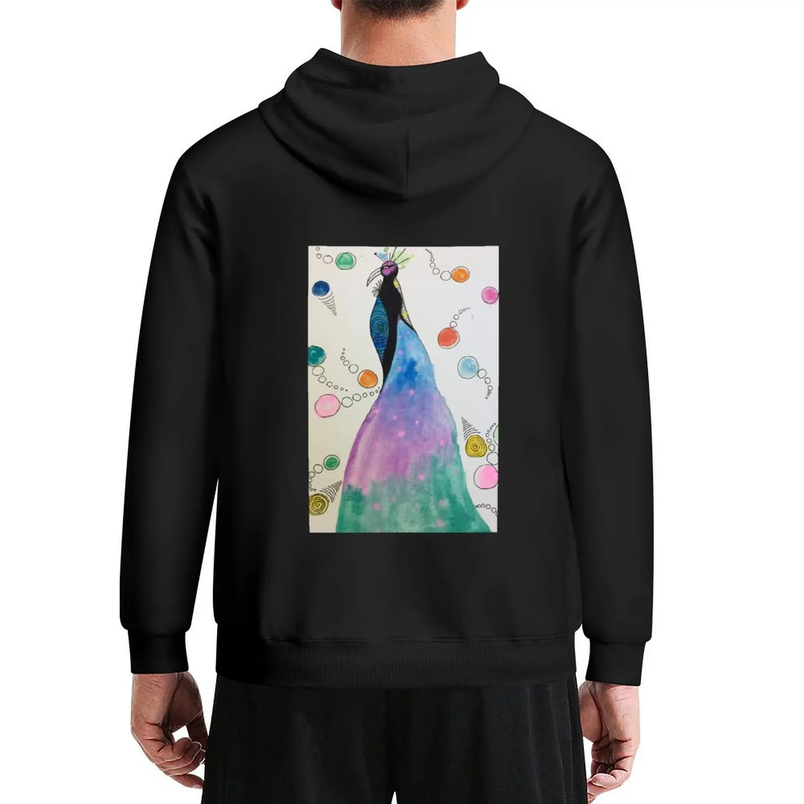 

Watercolor Peacock Hoodie men's clothing aesthetic clothing clothes for men men clothing hoodies and sweatshirts new