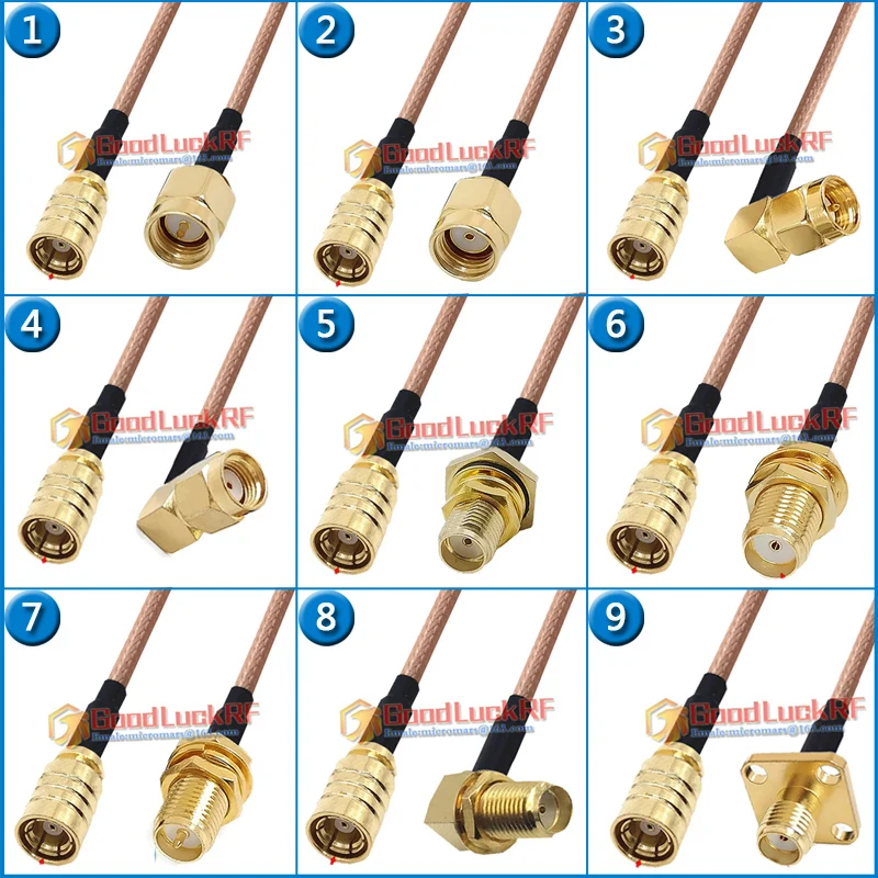 

SMB Female to SMA Male RPSMA RP-SMA RP SMA Female Right Angle Washer Nut 4 hole Flange 50ohm Pigtail Jumper RG316 Extend Cable