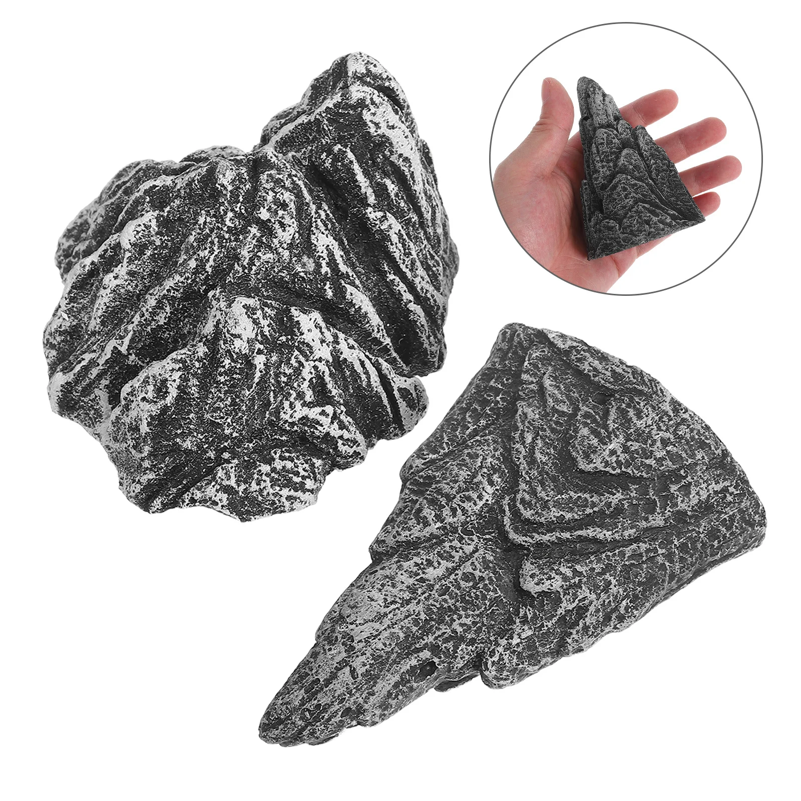 

2pcs Miniature Rockery Decor Fake Rock Landscape Statue For Zen Garden Bonsai Aquarium Terrarium Office Home Plant Pot Ornament