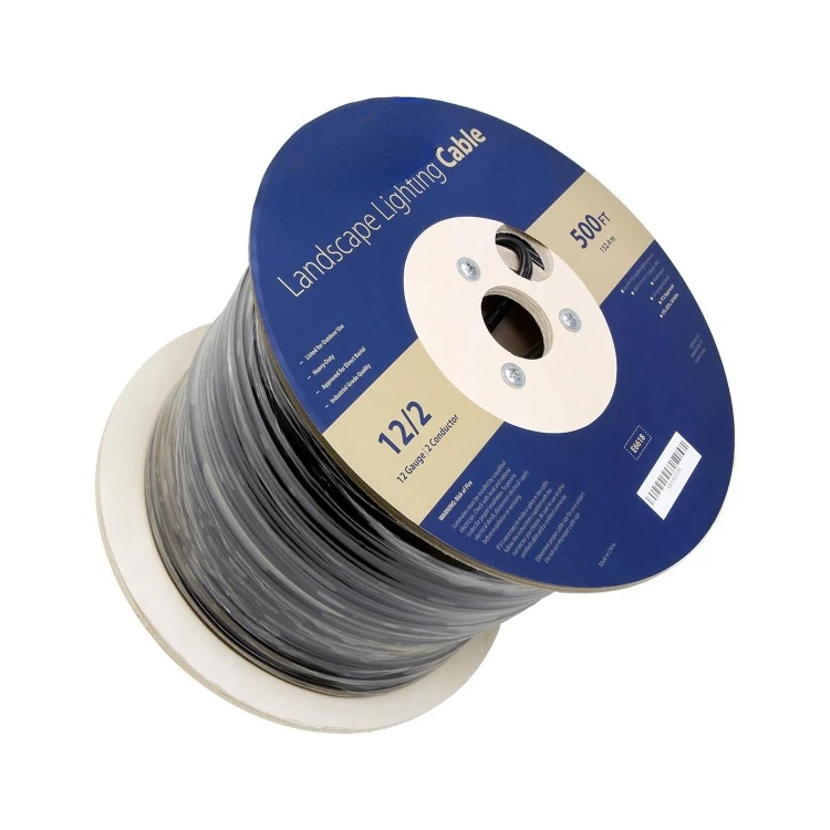 12/2 Low Voltage Landscape Lighting Wire - 500 Feet - Weatherproof Outdoor Underground Direct Burial Stranded Cable