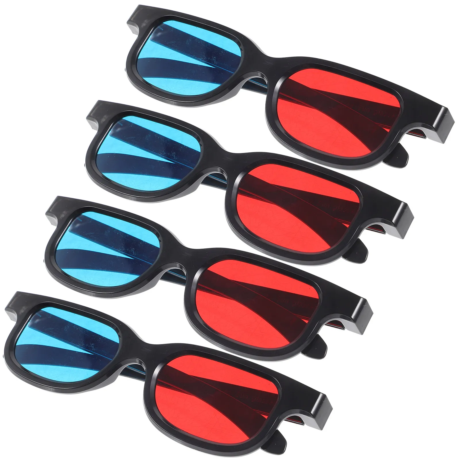 

4Pcs 3D Glasses Red Blue Plastic Movie Glasses Universal Compatible for TV Projector Phone Computer 3D Viewing